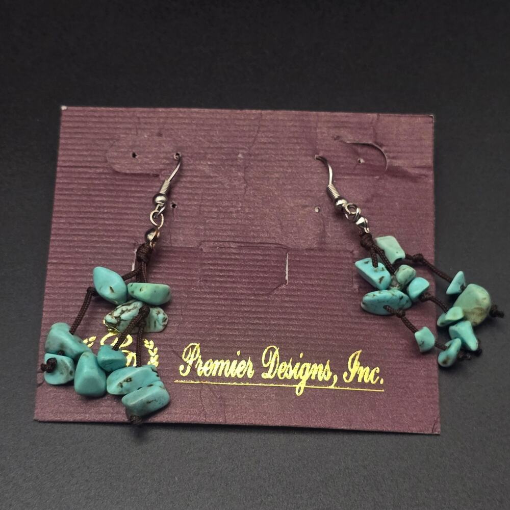 Premier Designs Ocean Breeze Earrings Faux Turquoise NWT On Card